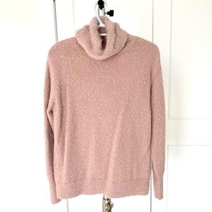 Mohair/long hair turtle neck sweater - blush pink - XS